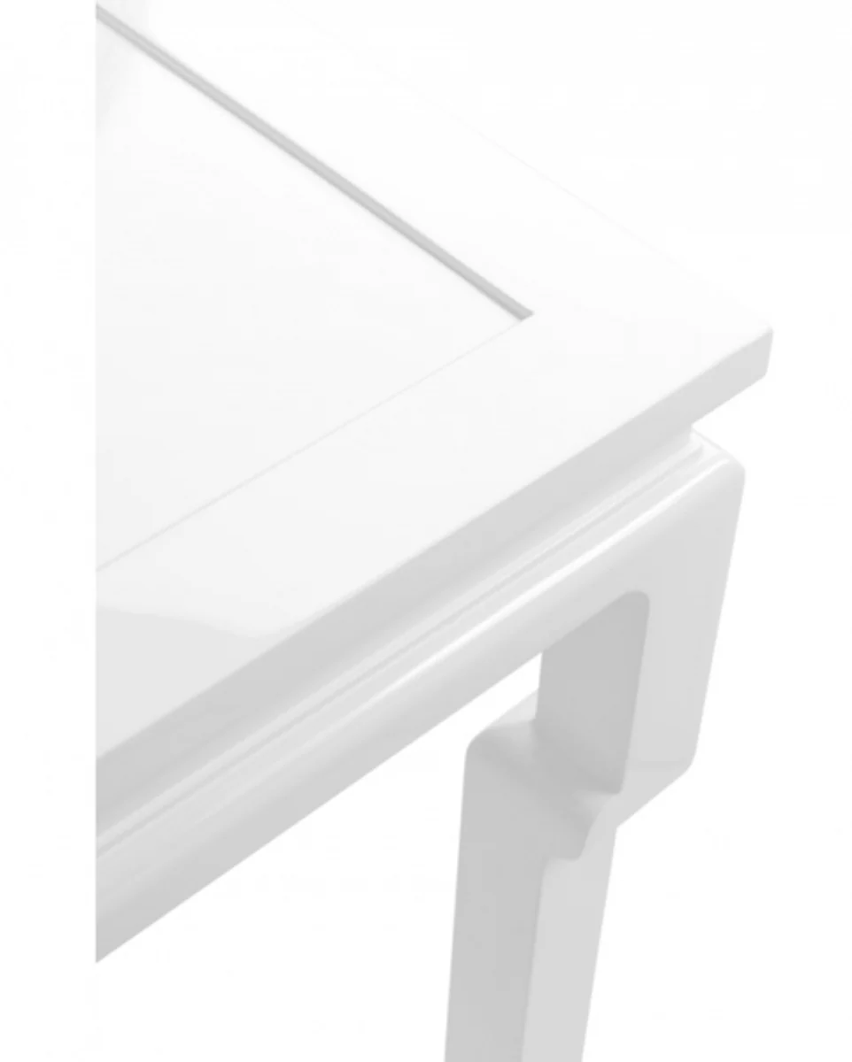 Luxus Art Deco Designer Mahagoni Beistelltisch Weiß - Luxus Hotel Tisch