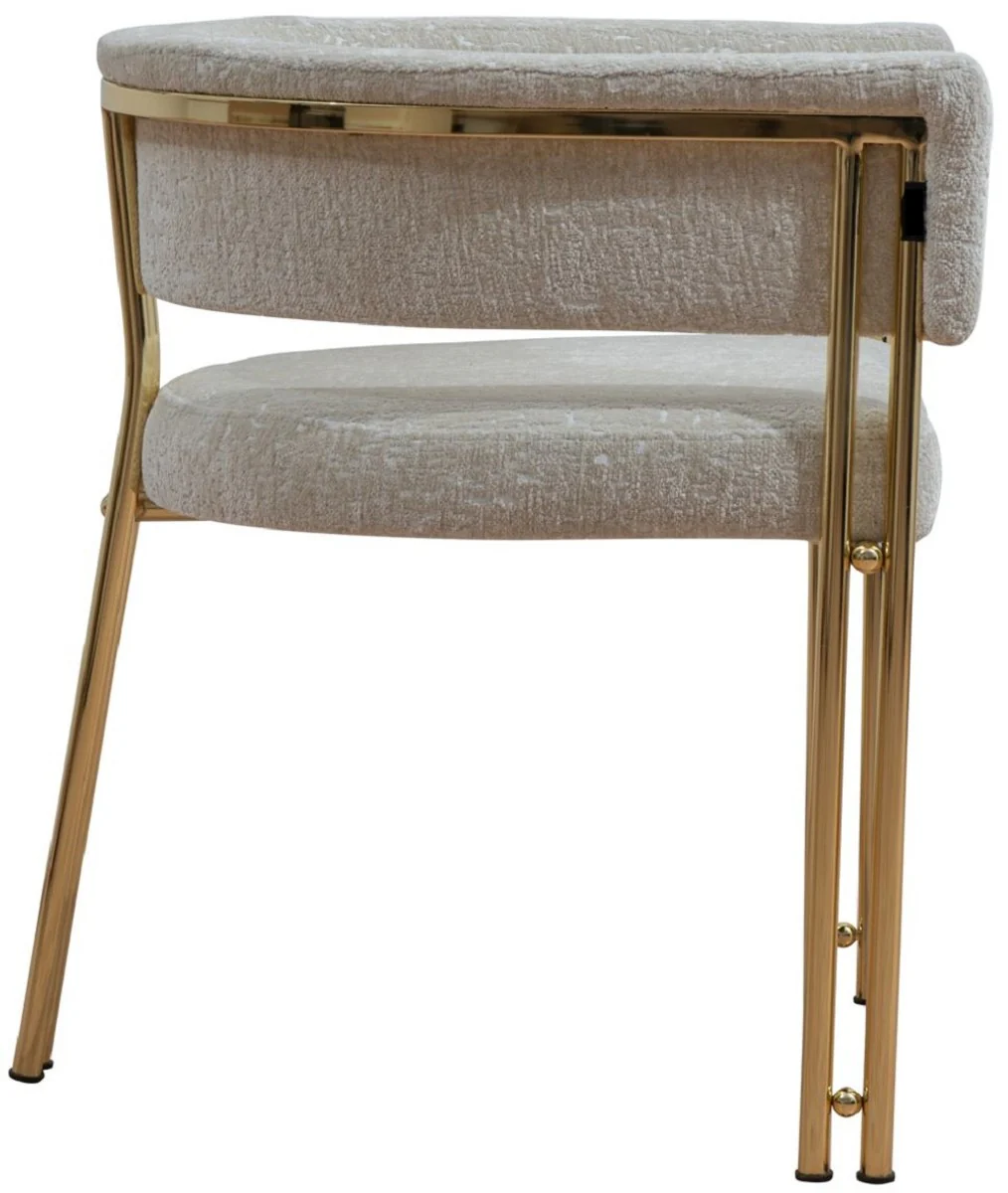 Luxus Esszimmer Stuhl 6er Set mit Armlehnen Grau / Gold H. 74 cm