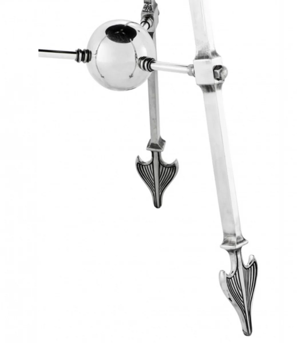 Luxus Art Deco Designer Beistelltisch Antik Silber mit schwarzem Glas - Luxus Tisch