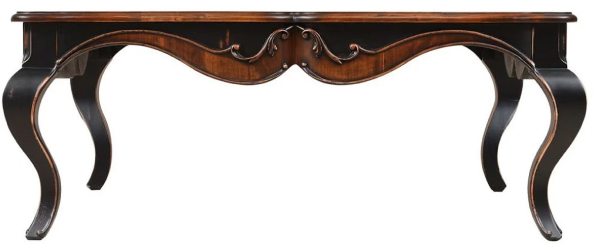 Luxus Barock Couchtisch Braun / Antik Schwarz 110 x 110 x H. 45 cm - Prunkvoller Wohnzimmertisch im Barockstil - Barockstil Wohnzimmer Möbel - Barock Einrichtung - Barock Möbel