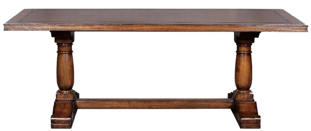 Luxus Landhausstil Esstisch Braun 210 x 102 x H. 77 cm - Rustikaler Massivholz Küchentisch - Rustikale Landhausstil Massivholz Esszimmer Möbel