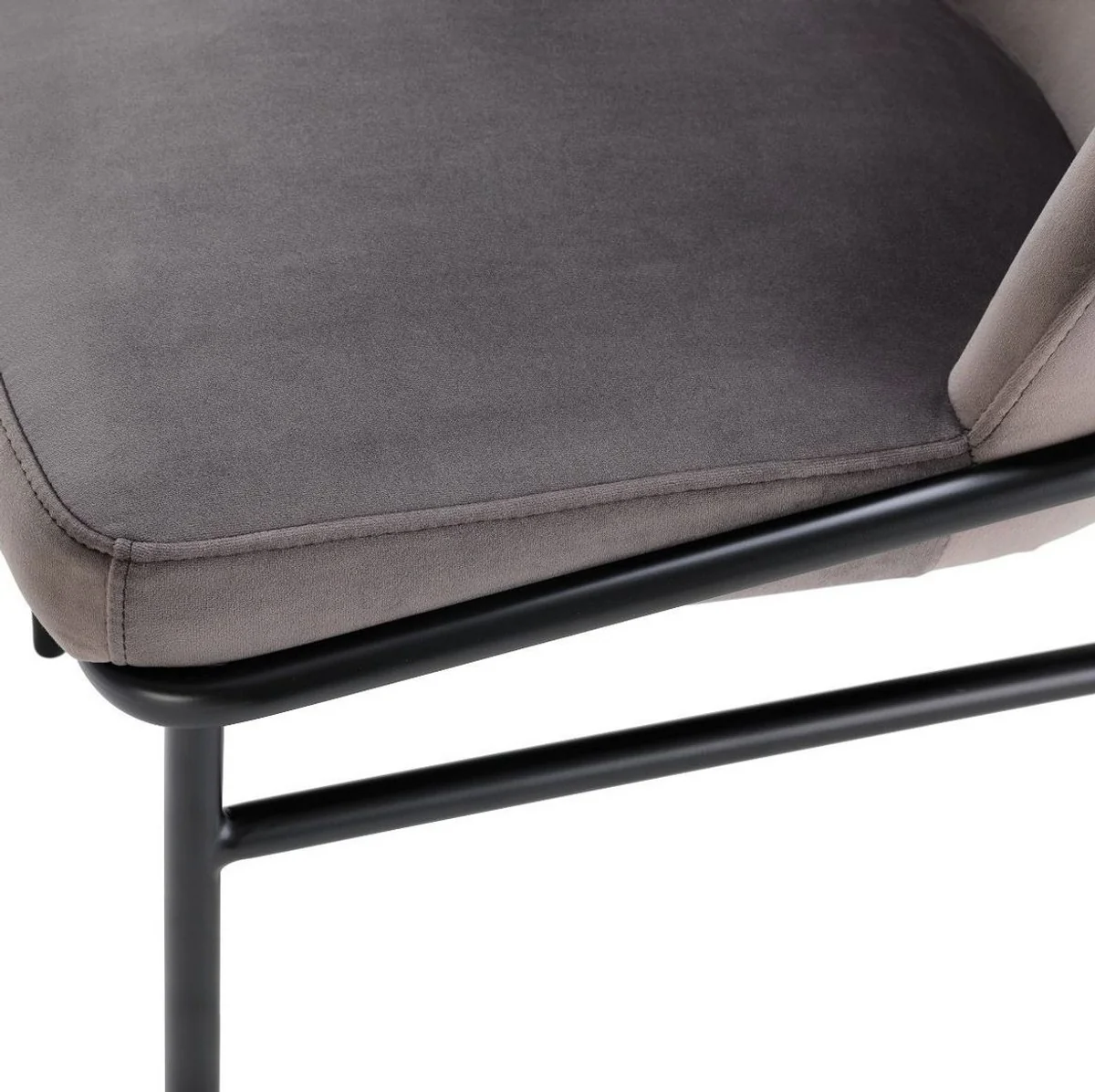 Luxus Esszimmerstühle Grau / Schwarz 49 x 56 x H. 82 cm - Küchenstühle mit edlem Samtstoff - Esszimmer Set