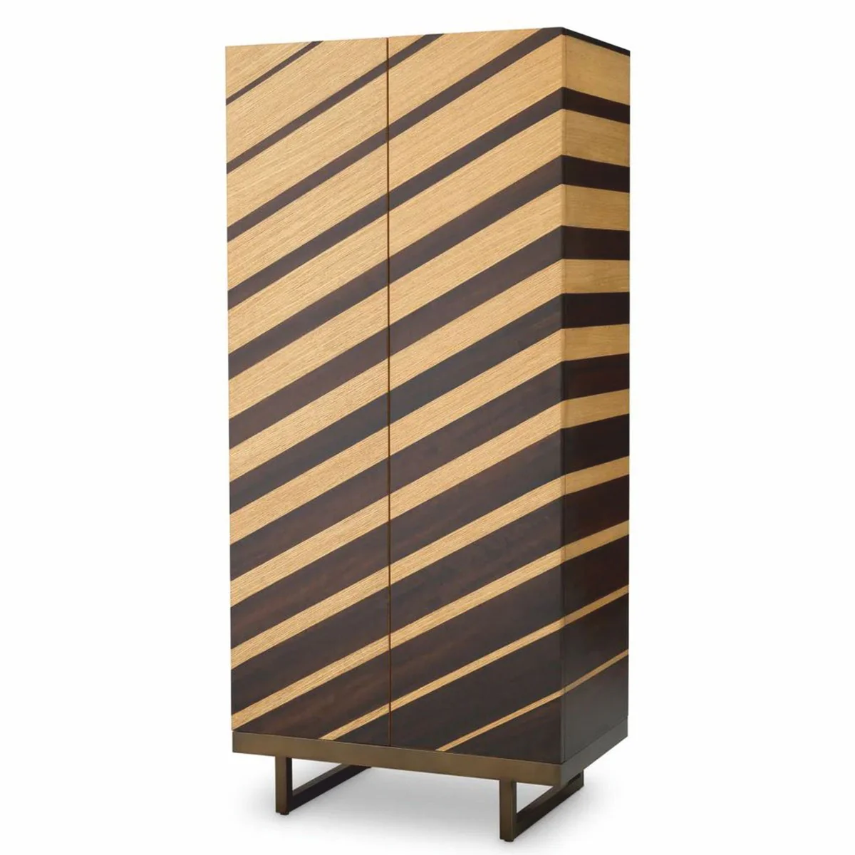 Luxus Barschrank Naturfarben / Dunkelbraun / Bronze H. 175 cm - Bar Möbel