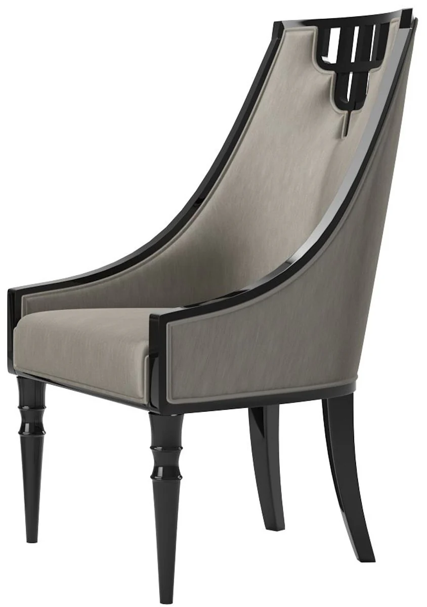 Luxus Art Deco Esszimmer Stuhl Set Grau / Schwarz 55 x 55 x H. 105 cm - Edles Küchen Stühle 6er Set - Art Deco Esszimmer Möbel