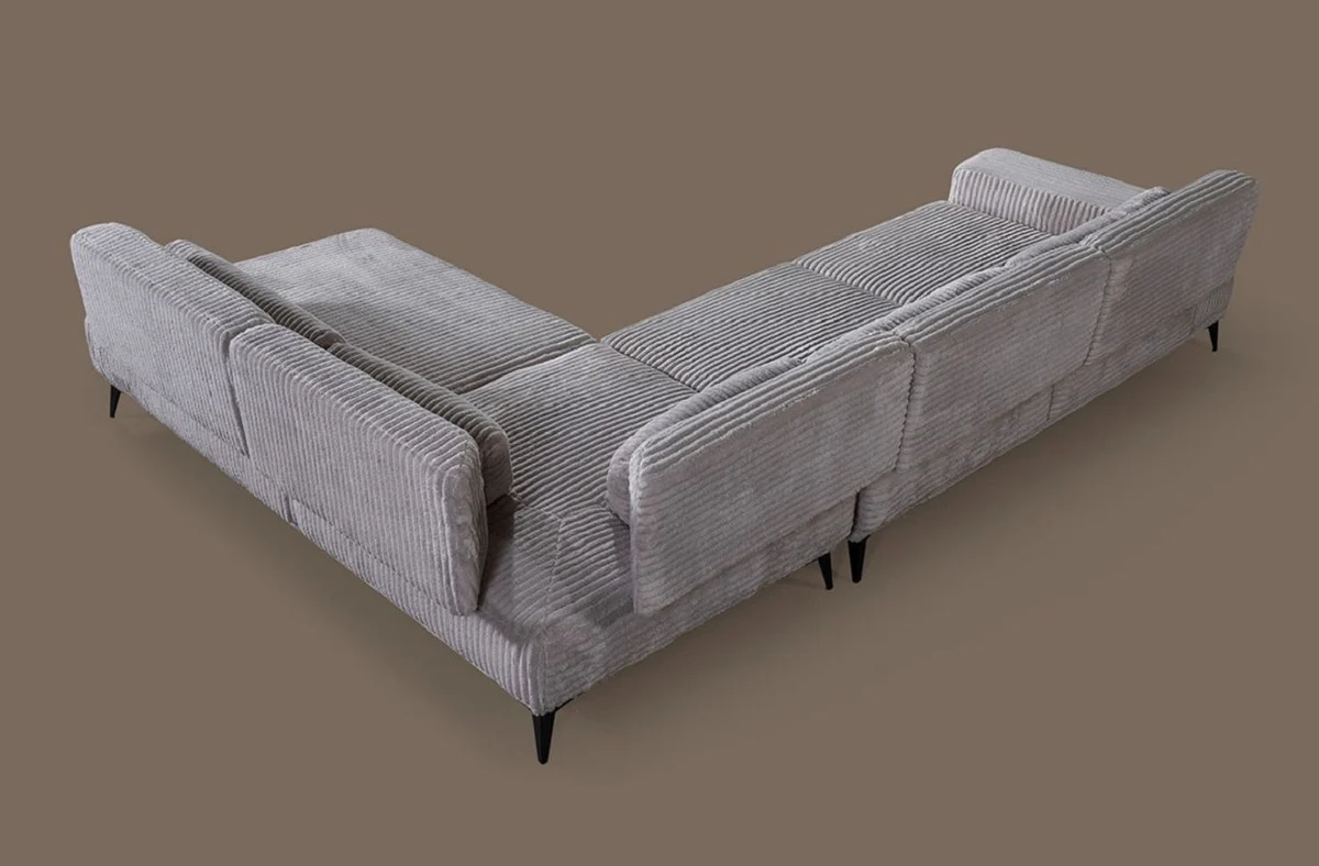 Luxus Ecksofa mit verstellbaren Rückenlehnen Grau / Schwarz 330 x 240 cm
