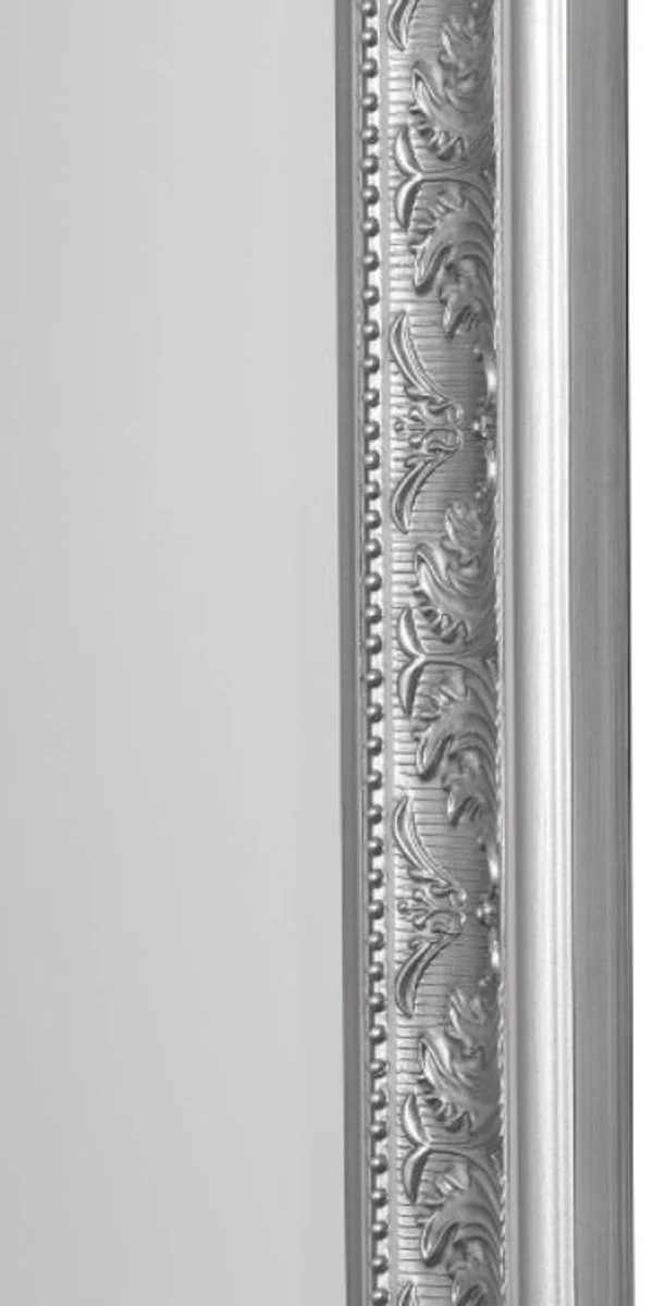 Barock Standspiegel / Wandspiegel Silber 45 x H. 180 cm - Handgefertigter Spiegel mit Holzrahmen & wunderschönen Verzierungen