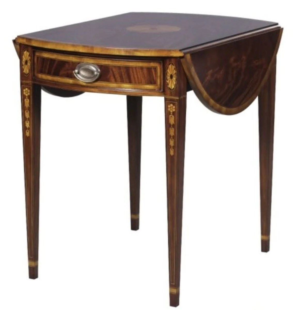 Luxus Mahagoni Beistelltisch mit Schublade Braun 96 x 77 x H. 73 cm - Wohnzimmermöbel