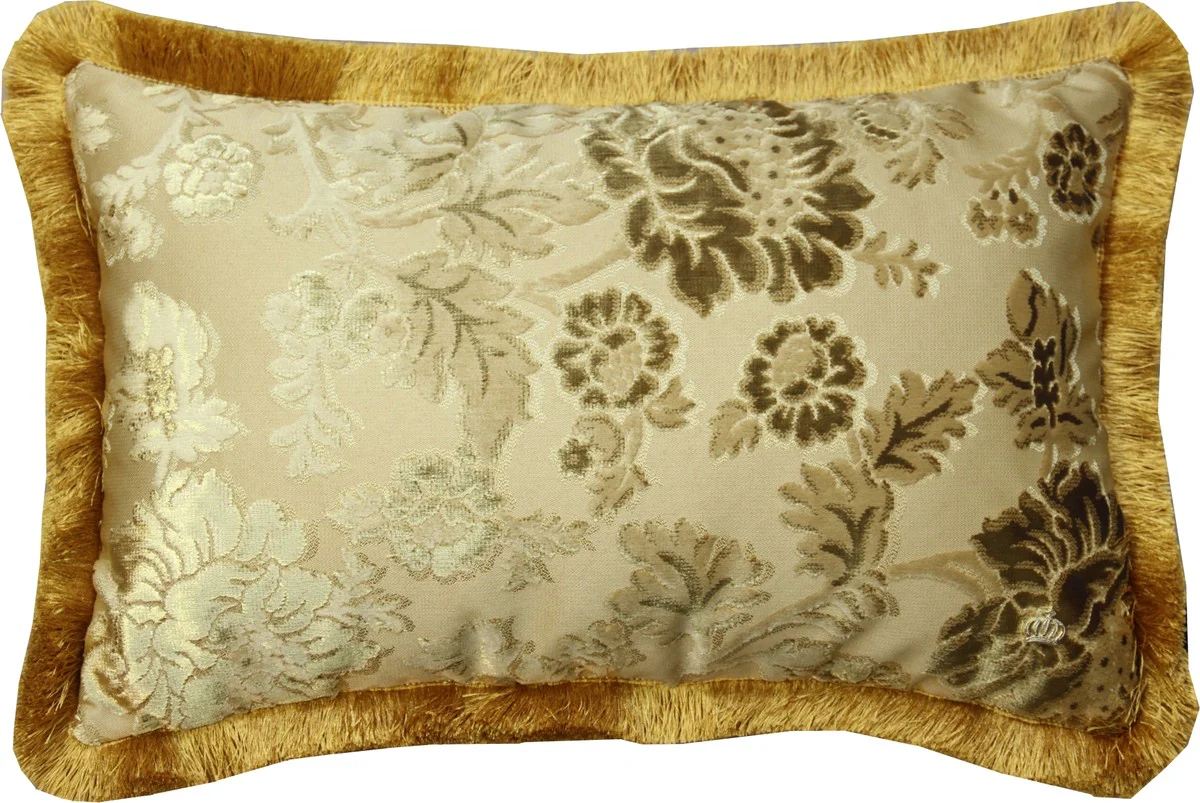 Luxus Kissen Pompöös by von Harald Glööckler Elegance Collection Barock Muster Gold / Gold 35 x 55 cm - Luxuskissen