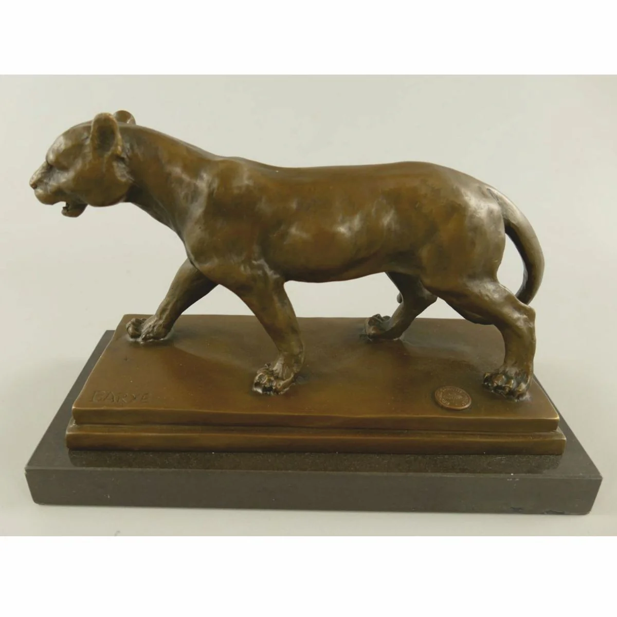 Bronze Skulptur Panther auf Marmorsockel 24 cm - Deko Accessoires
