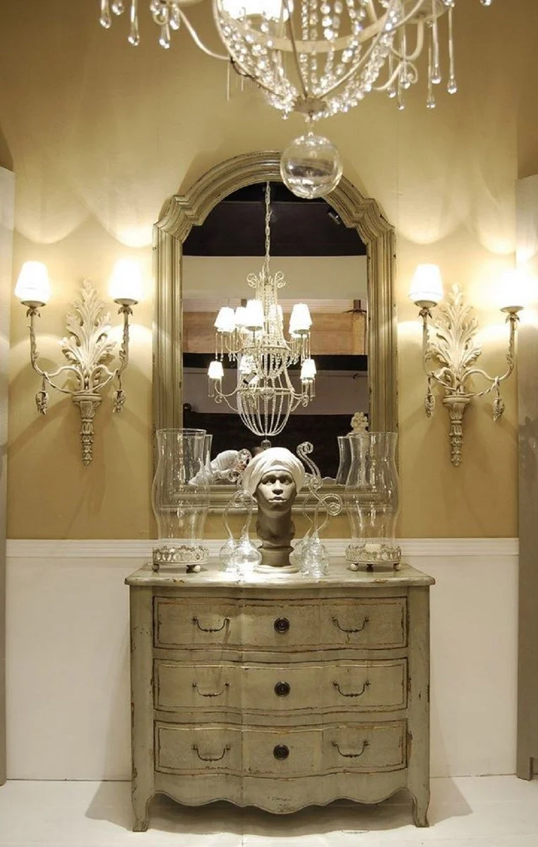 Luxus Landhausstil Massivholz Kommode mit 3 Schubladen Antik Grau - Handgefertigte Landhausstil Möbel - Luxus Kollektion