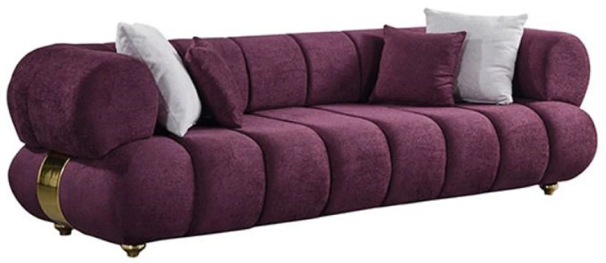 Luxus 4er Sofa Lila / Gold - Modernes Wohnzimmer Sofa - Moderne Wohnzimmer Möbel - Luxus Kollektion