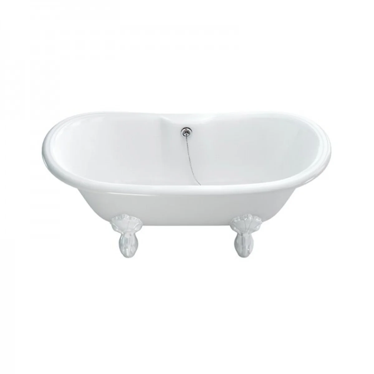Jugendstil Badewanne Naturstein freistehend 1700mm BCha Weiß - Freistehende Retro Antik Badewanne
