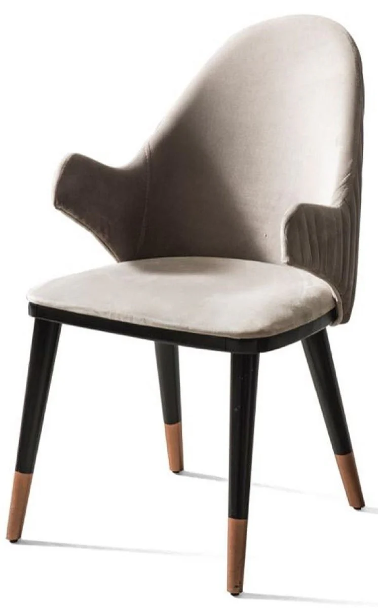 Luxus Esszimmerstuhl 8er Set mit Armlehnen Grau / Schwarz / Kupfer 52 x 52 x H. 88 cm - Esszimmer Möbel - Restaurant Möbel - Esszimmer Einrichtung - Luxus Möbel - Luxus Einrichtung