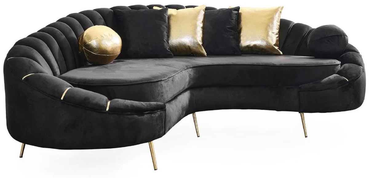 Luxus Wohnzimmer 3er Sofa Schwarz / Gold 250 cm