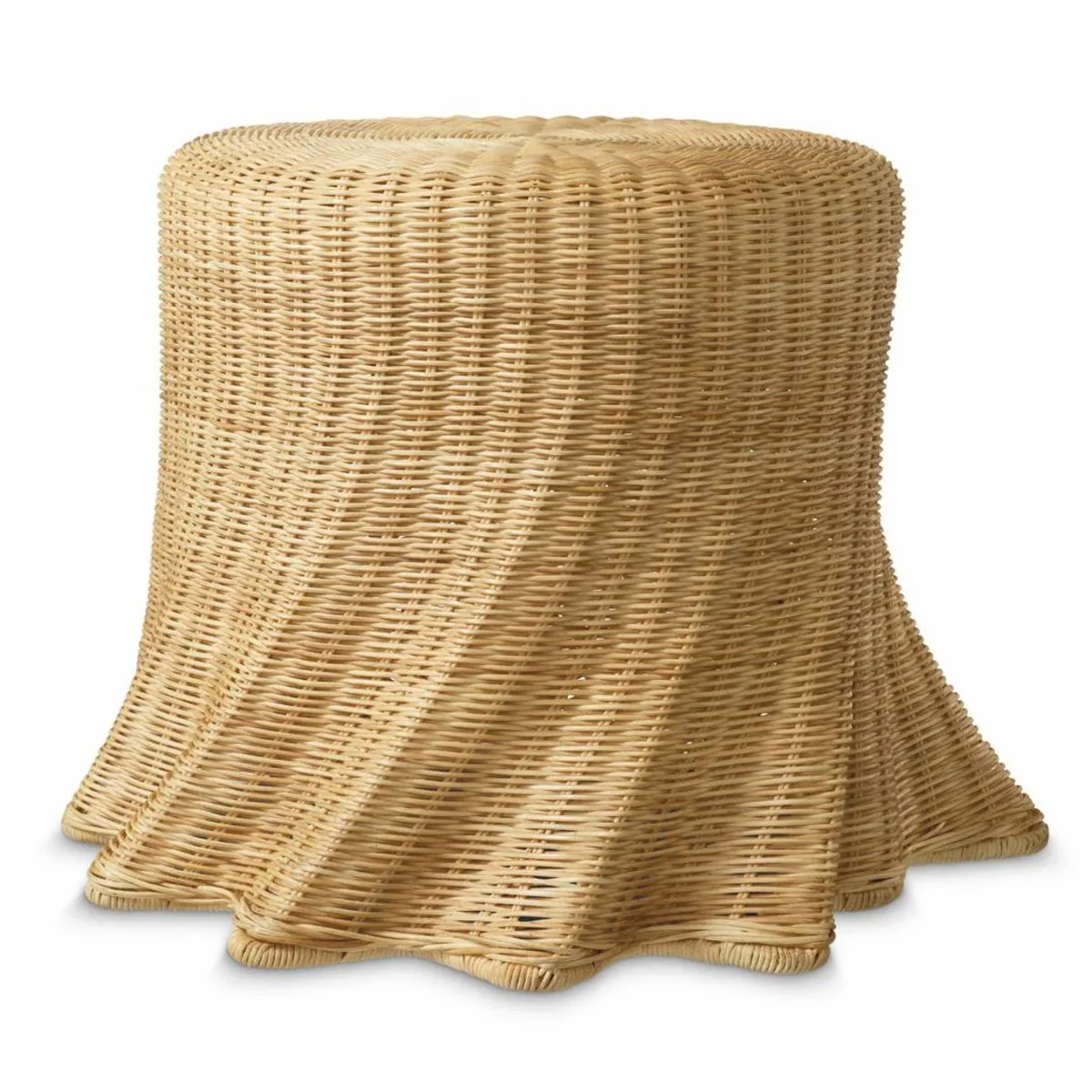 Luxus Rattan Beistelltisch Naturfarben H. 46 cm - Luxus Möbel