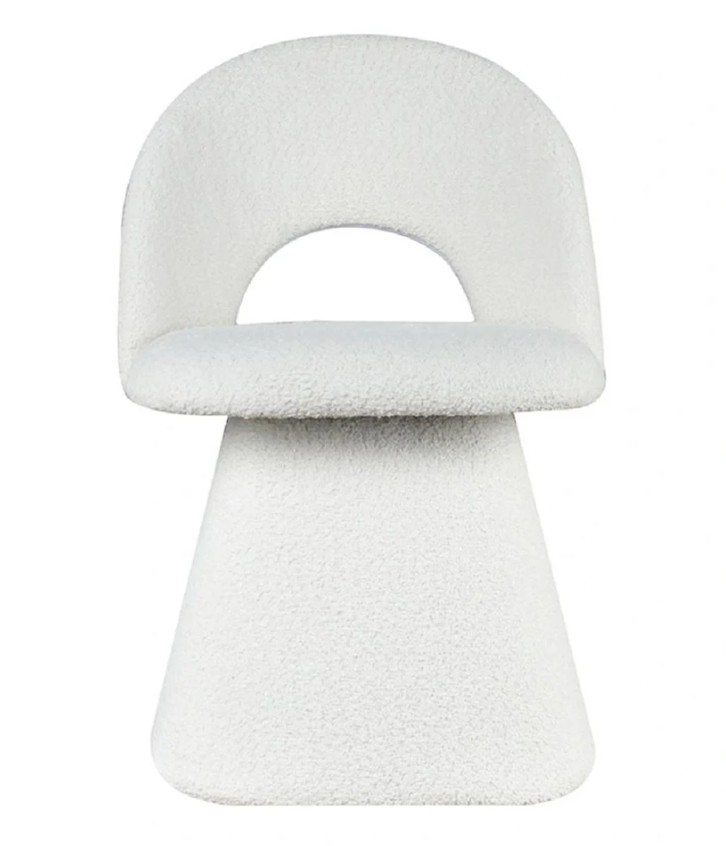 Luxus Esszimmer Stuhl mit gebogener Rückenlehne Weiß H. 79 cm - Esszimmer Möbel