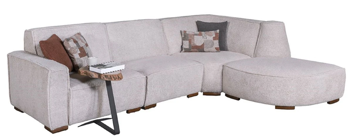 Luxus Ecksofa Grau / Braun 290 x 215 cm - Wohnzimmer & Hotel Möbel