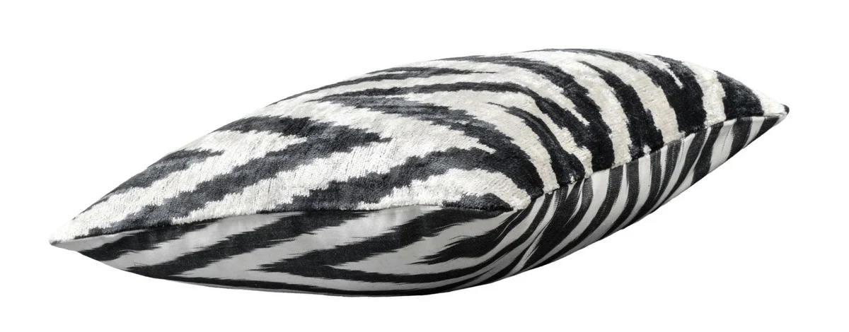 Luxus Kissen Schwarz / Weiß 40 x 40 cm - Wohnzimmer Deko Accessoires