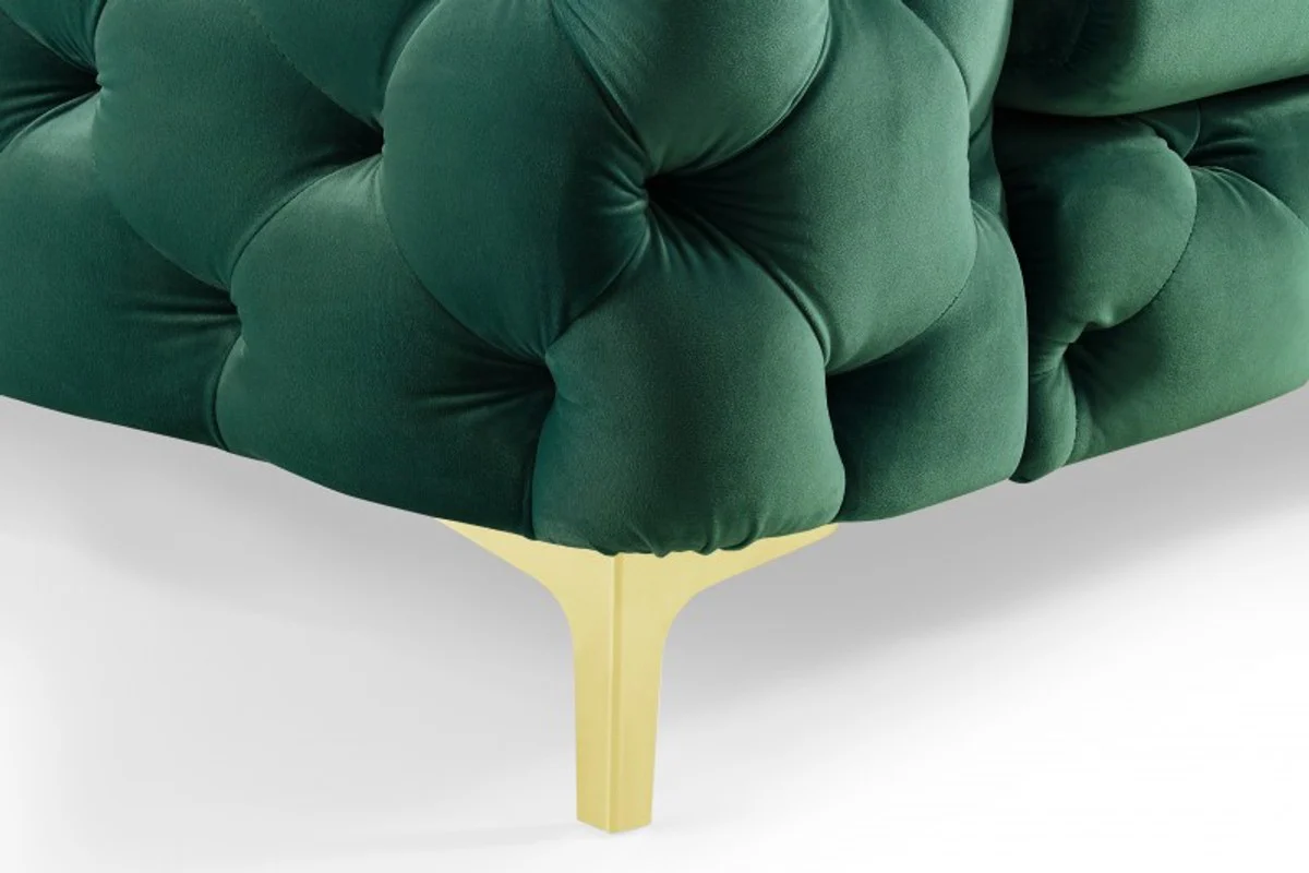 Chesterfield Sofa in Grün / Gold 240 x 97 x H. 73cm - Designer Chesterfield Sofa
