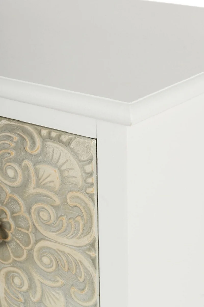 Landhausstil Kommode mit 9 Schubladen Weiß / Mehrfarbig 100 x 40 x H. 92 cm - Landhausstil Möbel