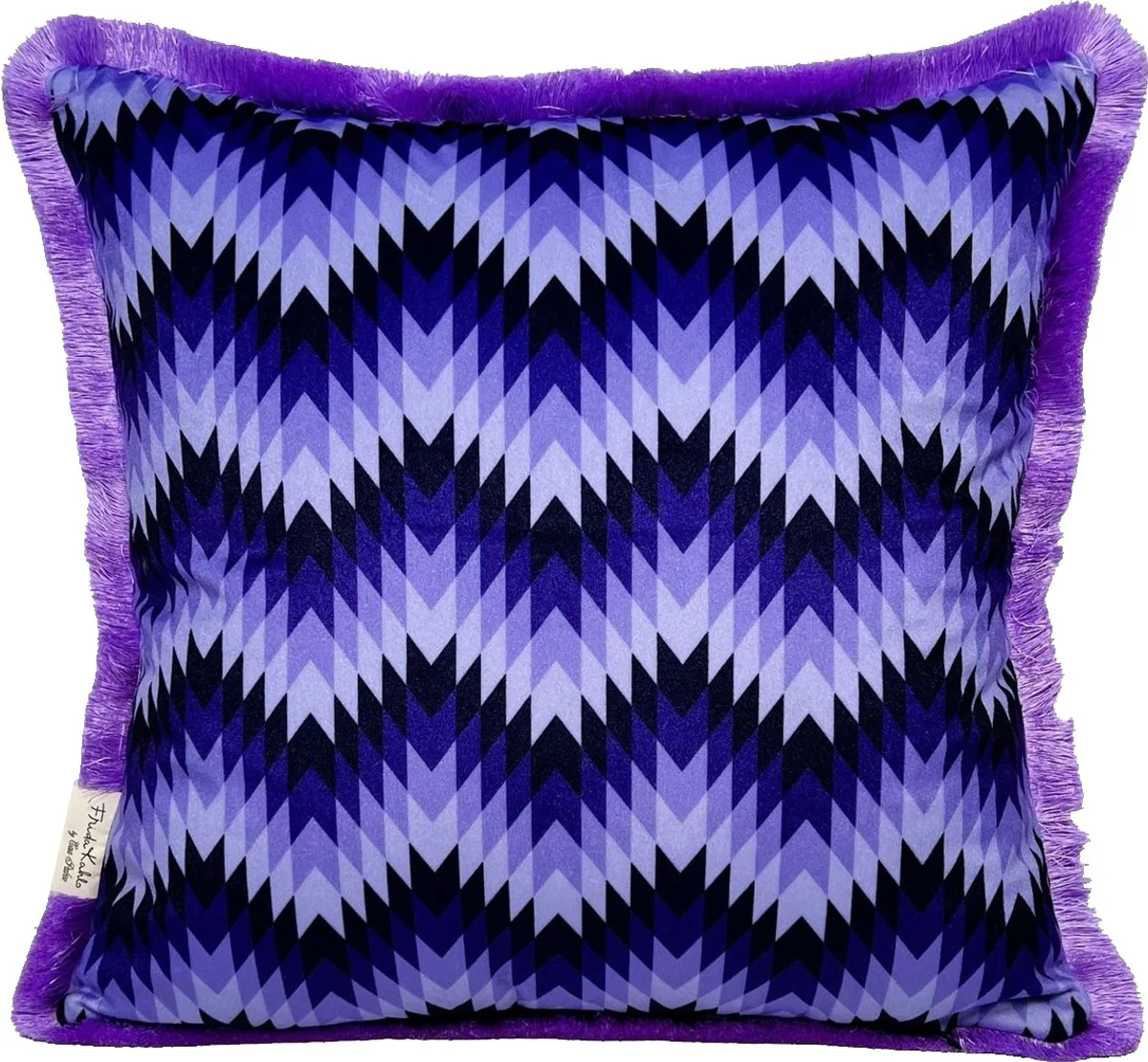 Frida Kahlo by Luxus Deko Kissen mit Strass Steinen Bunt / Schwarz / Lila