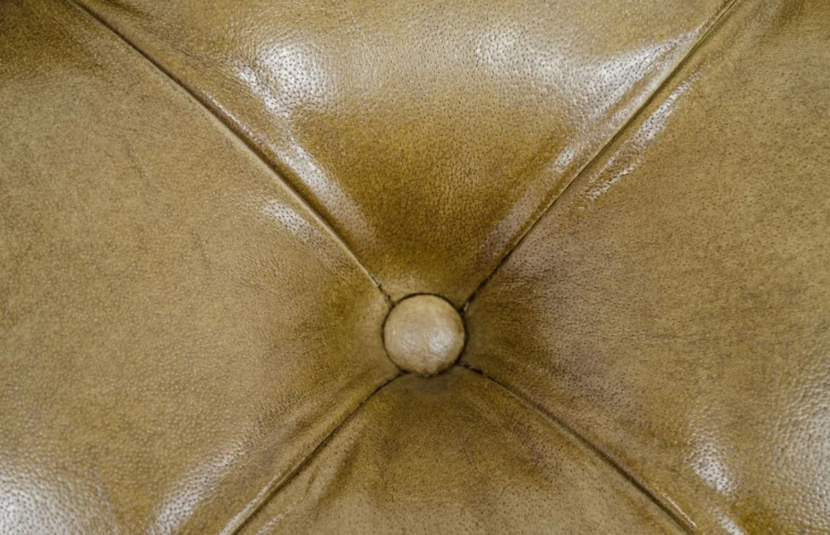 Luxus Echtleder Fußhocker Sandfarben 64 x 64 x H. 46 cm - Chesterfield Möbel