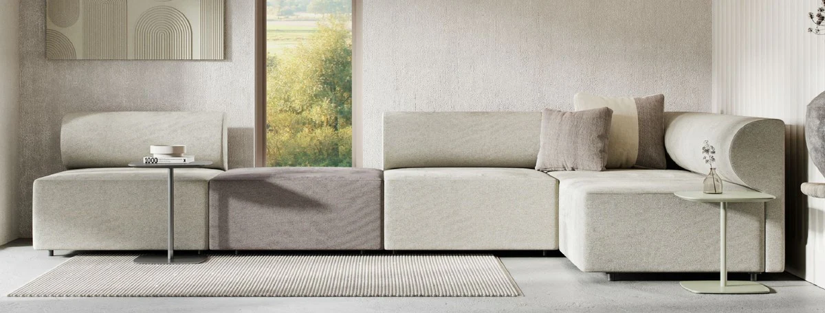 Luxus Ecksofa Grau / Dunkelgrau 360 x 180 cm - Modulares Wohnzimmer Sofa - Luxus Möbel