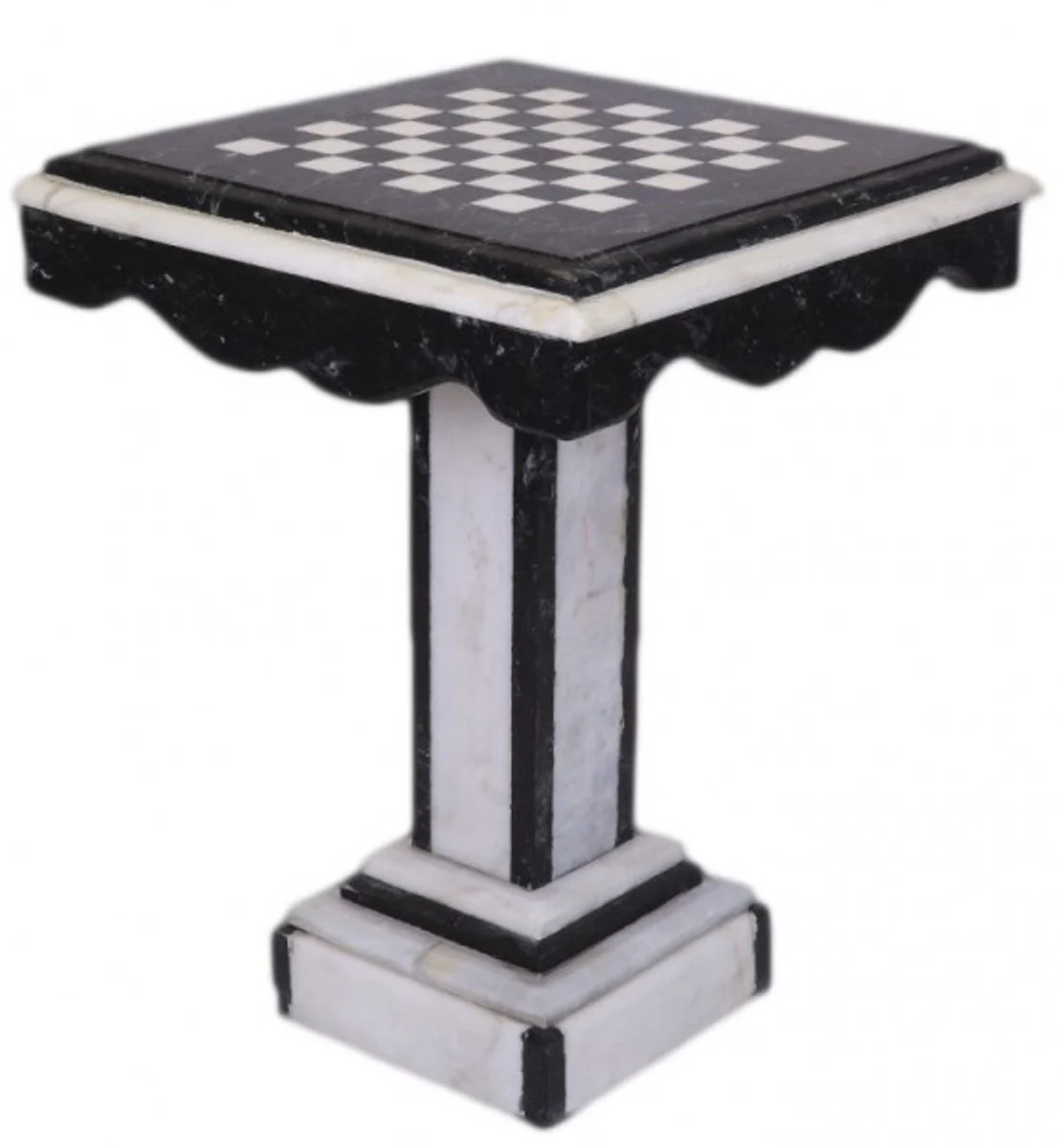 Luxus Barock Spieltisch Schach / Dame Tisch Marmor Schwarz - Weiss - Möbel Antik Stil Art Deco Jugendstil