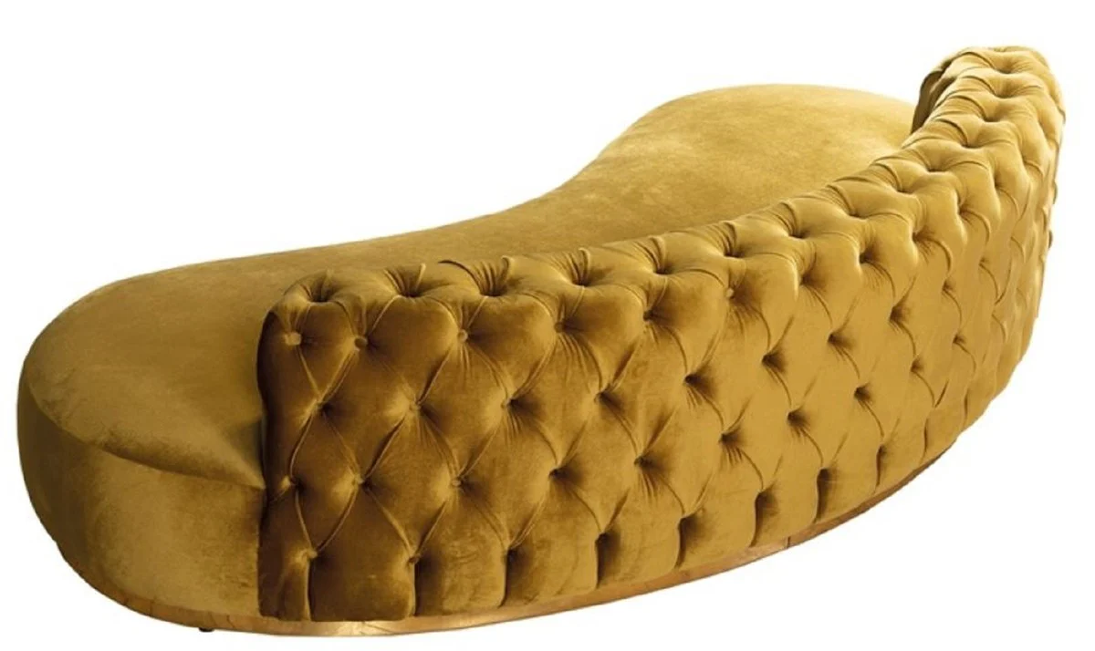 Luxus Chesterfield Sofa Gold 250 x 130 x H. 85 cm - Gebogenes Wohnzimmer Sofa - Hotel Sofa - Wohnzimmer Möbel - Chesterfield Möbel - Luxus Möbel - Luxus Einrichtung