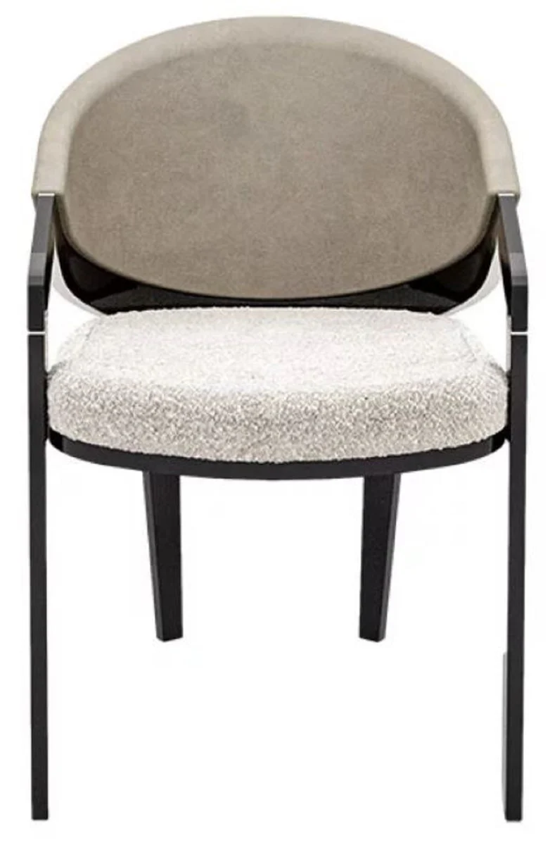 Luxus Designer Esszimmer Stuhl 8er Set Grau / Braun - Luxus Möbel - Designer Möbel - Esszimmer Möbel - Restaurant Möbel - Hotel Möbel - Luxus Qualität