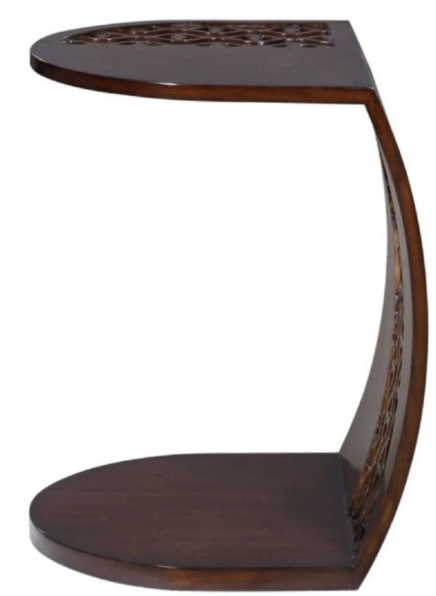 Luxus Mahagoni Snack Tisch / Beistelltisch Dunkelbraun 42 x 43 x H. 55 cm - Luxus Möbel