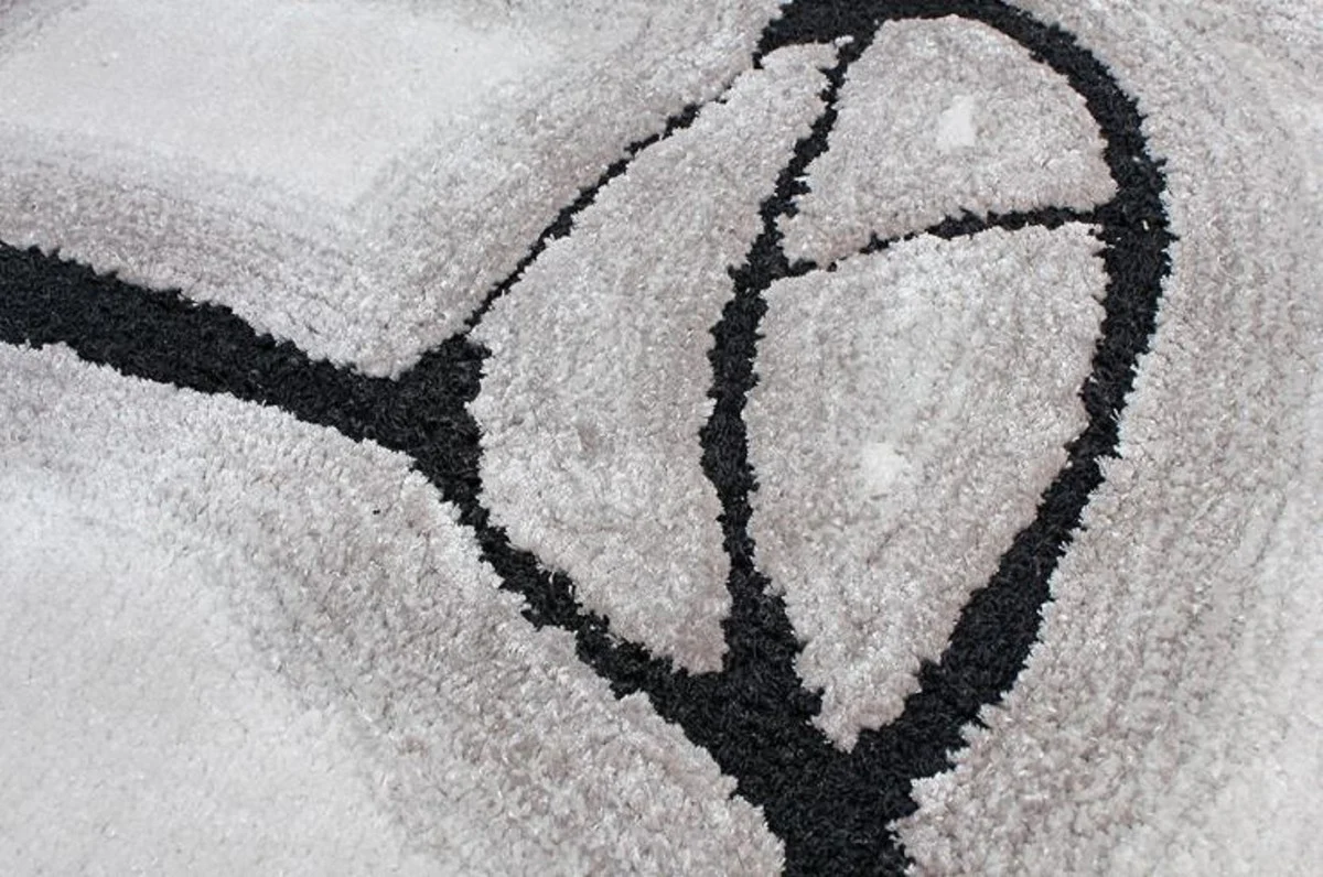 Luxus Teppich Grau / Schwarz 160 x 230 cm - Rechteckiger Wohnzimmer Teppich - Moderner Schlafzimmer Teppich - Luxus Interior - Luxus Qualität