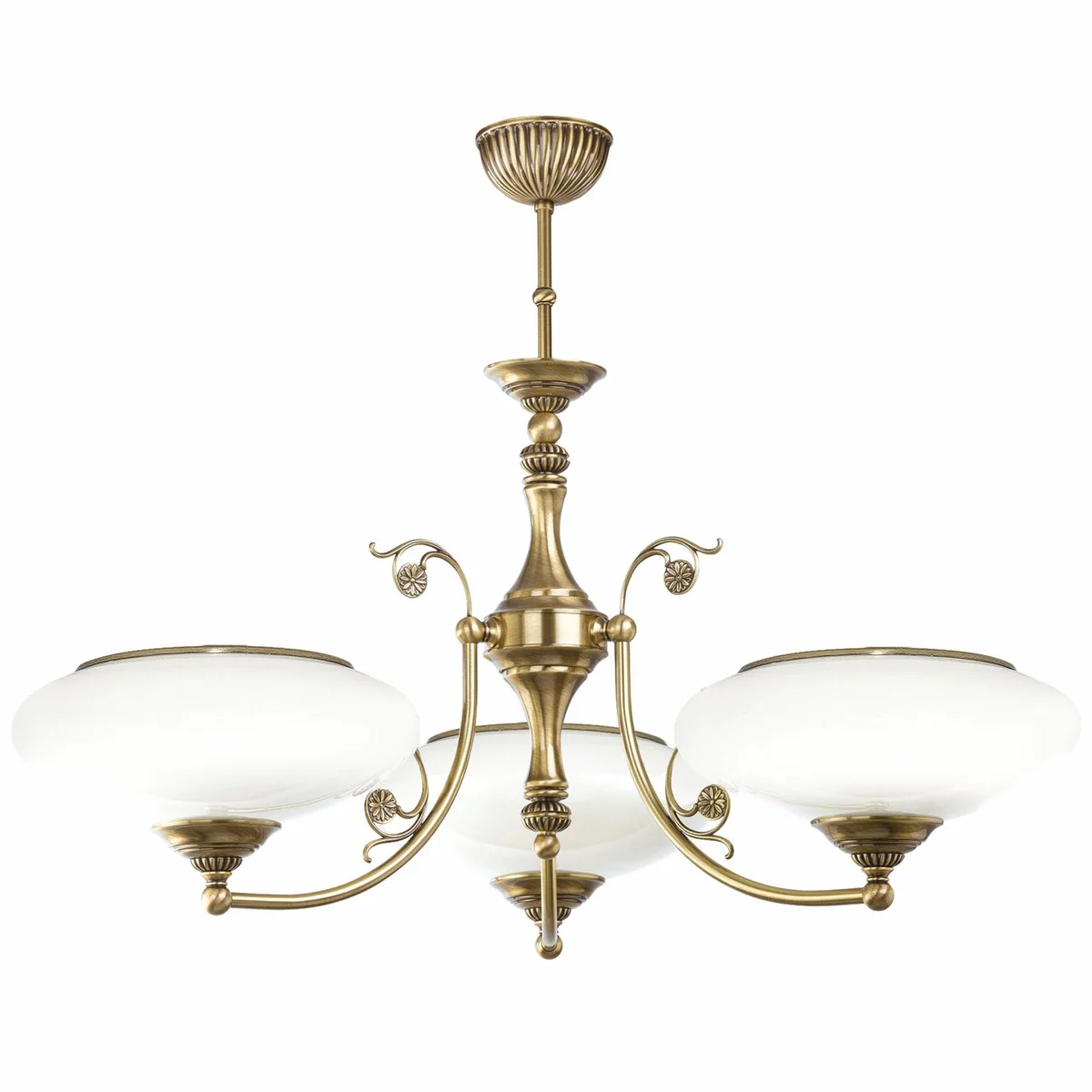 Luxus Barock Kronleuchter Messing mit Patina / Weiß Ø 64 x H. 70 cm