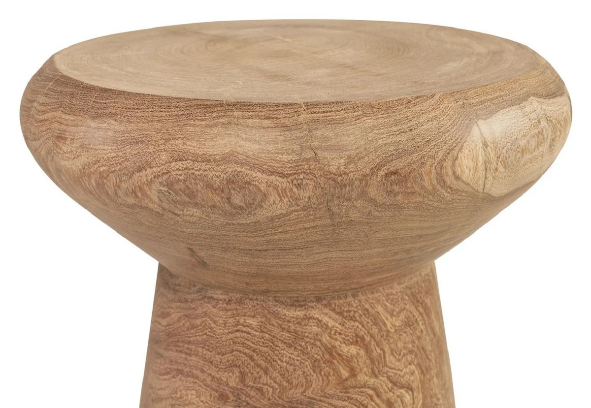 Luxus Massivholz Beistelltisch / Hocker Naturfarben Ø 40 x H. 48 cm - Luxus Möbel