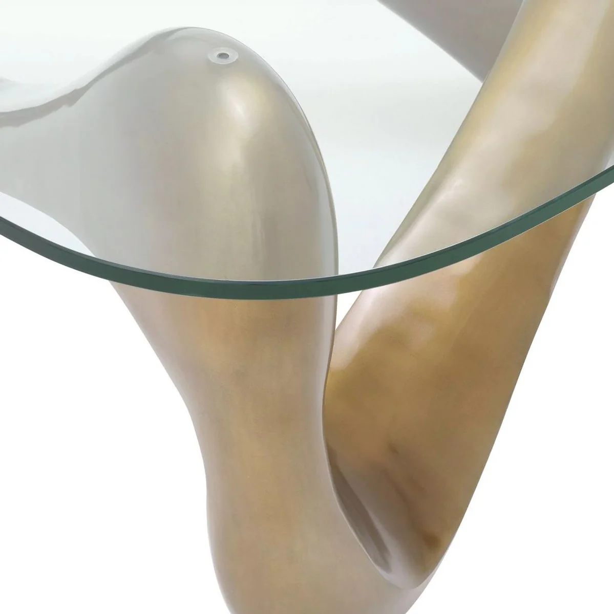 Luxus Couchtisch Vintage Messing 100,5 x 98 x H. 43,5 cm - Aluminium Wohnzimmertisch mit Glasplatte - Wohnzimmer Möbel - Luxus Möbel - Luxus Einrichtung - Wohnzimmer Einrichtung