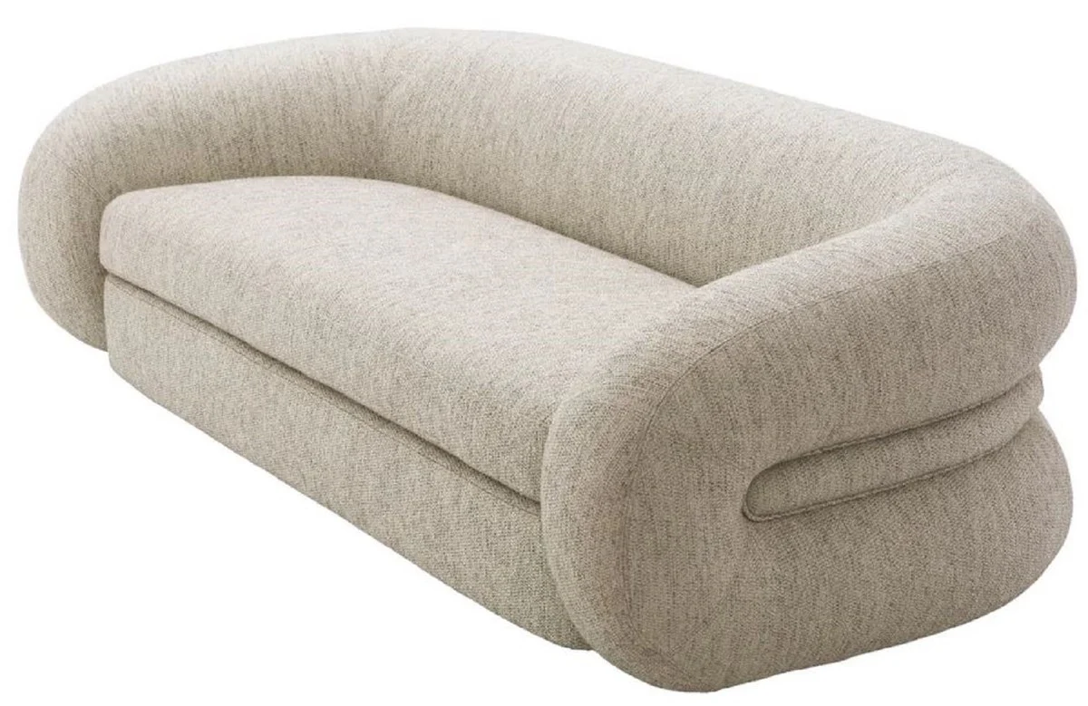 Luxus Sofa Hellgrau / Messing 230 cm - Luxus Wohnzimmer & Hotel Möbel