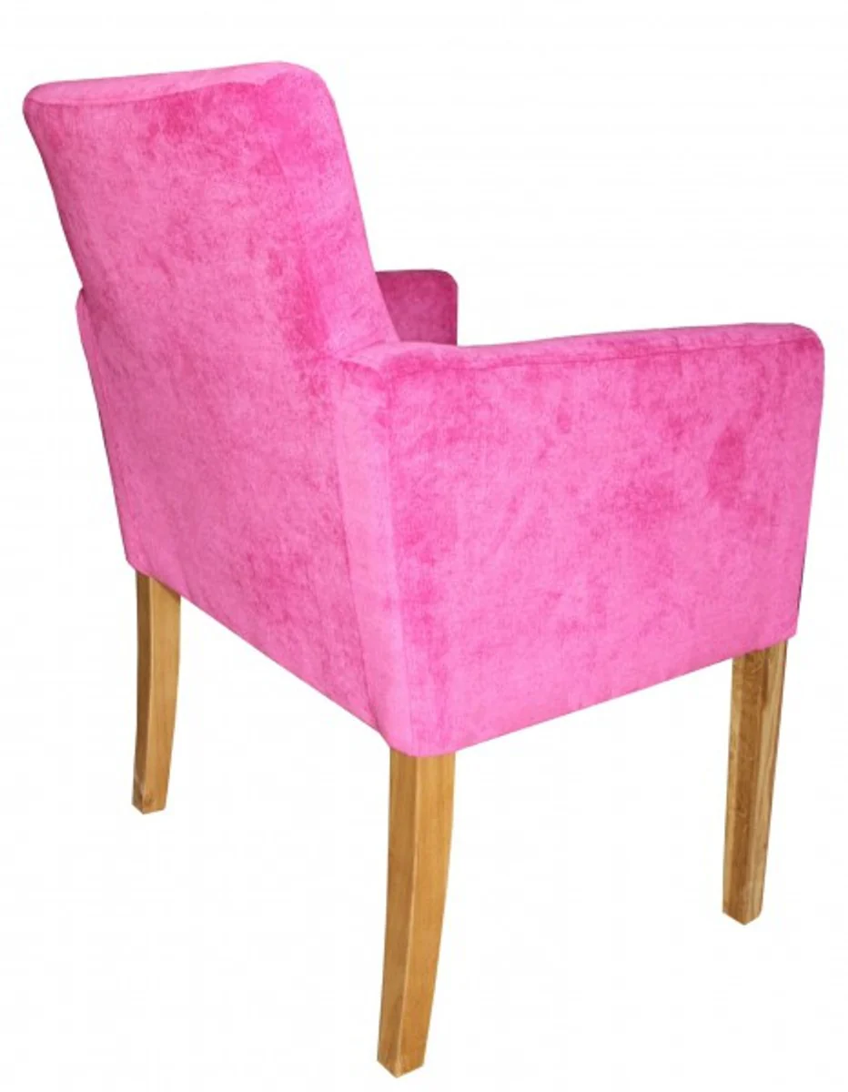 Luxus Esszimmer Stuhl Pink / Holz Farbig mit Armlehnen