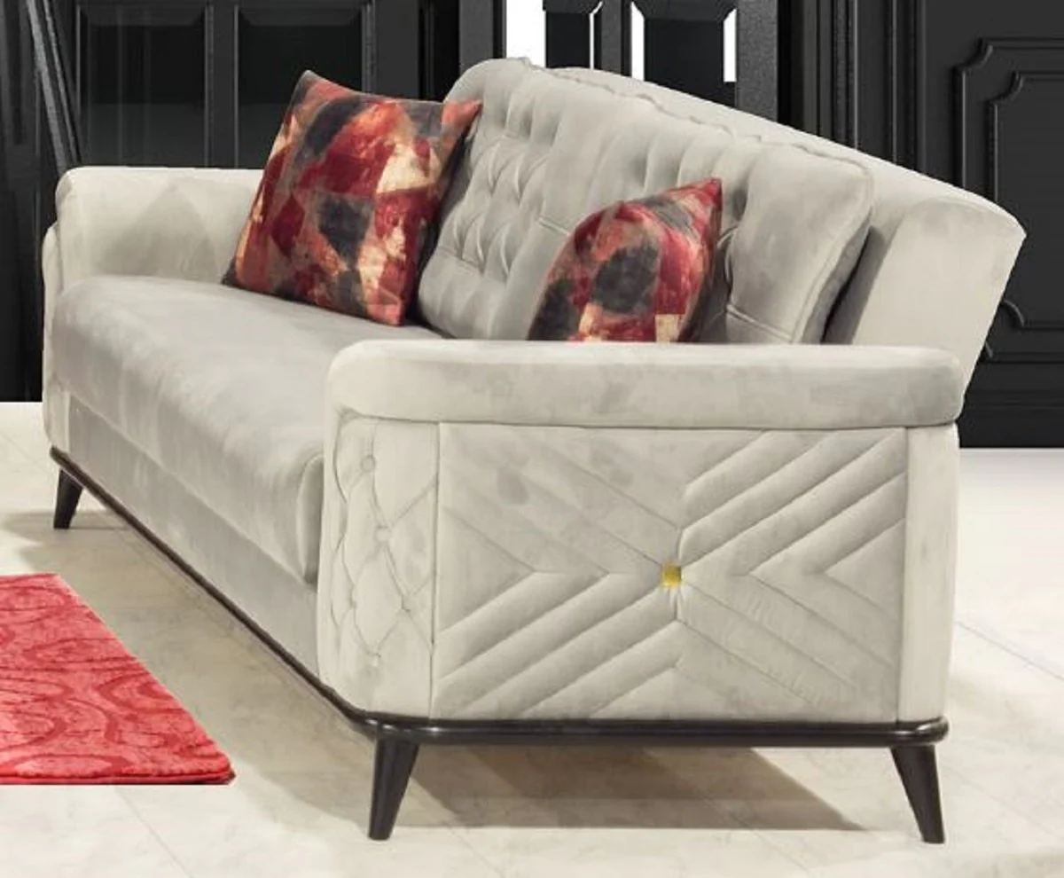 Chesterfield Schlafsofa Grau / Schwarz 230 x 90 x H. 80 cm - Modernes Wohnzimmer Sofa - Chesterfield Wohnzimmer Möbel