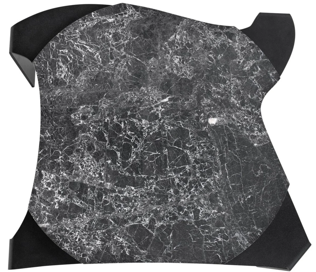 Luxus Couchtisch Schwarz / Grau 75,5 x 78 x H. 32,5 cm - Designer Wohnzimmertisch mit Marmorplatte