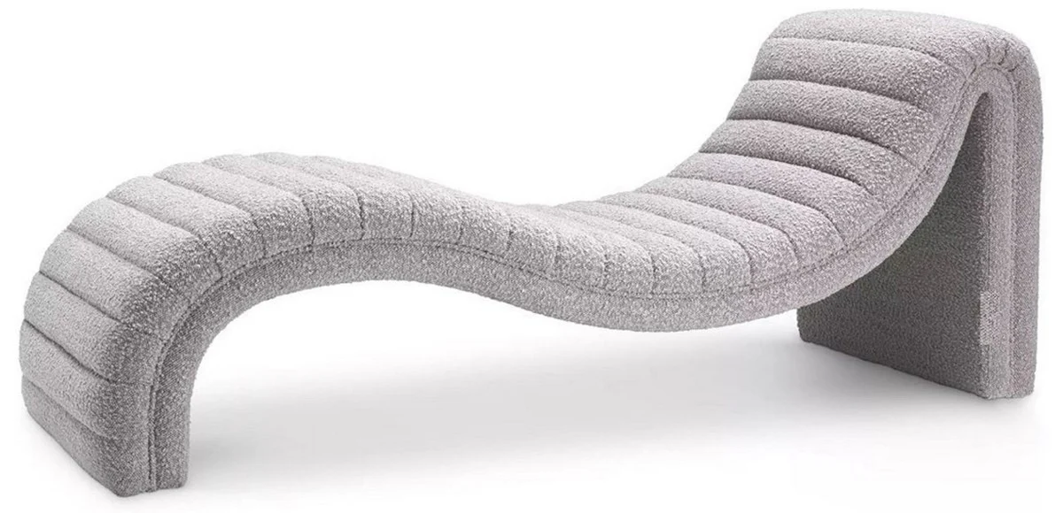 Luxus Chaiselongue Grau 165 x 61,5 x H. 65 cm - Wohnzimmer Liegesessel - Designer Recamiere - Wohnzimmer Möbel - Luxus Möbel - Luxus Qualität