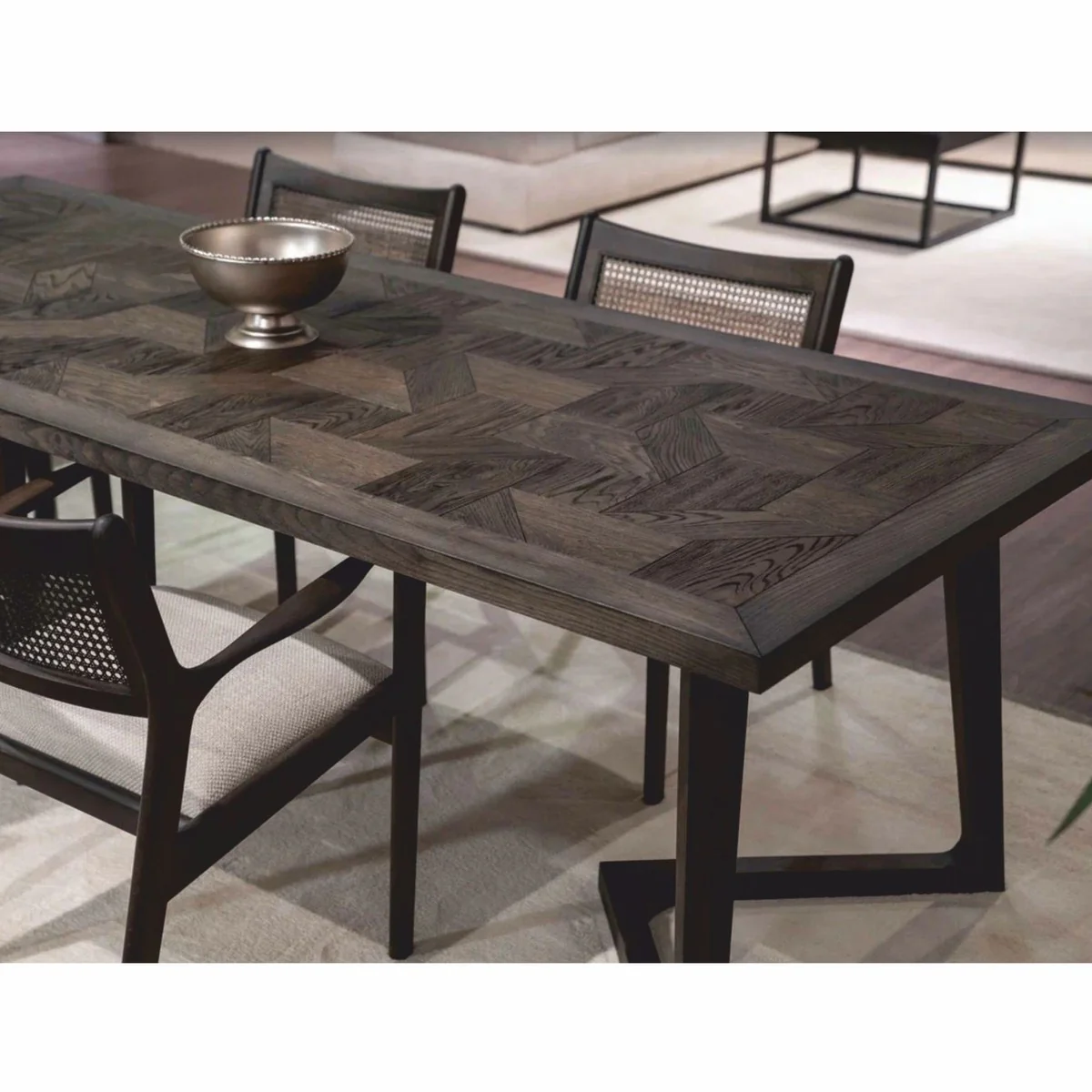 Luxus Esszimmer Set Braun / Creme - 1 Esstisch und 6 Esszimmer Stühle - Luxus Möbel