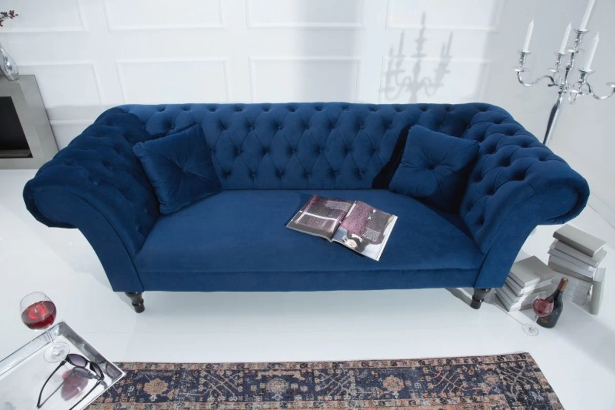 Chesterfield Sofa in Blau 225 x 90 x H. 79 cm - Designer Chesterfield Sofa