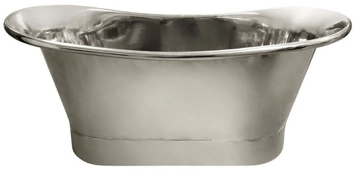 Luxus Jugendstil Kupfer Badewanne Matt Silber / Silber Verchromt 170 x 71 x H. 71 cm - Freistehende Retro Badewanne - Rustikale Kupfer Badezimmer Möbel