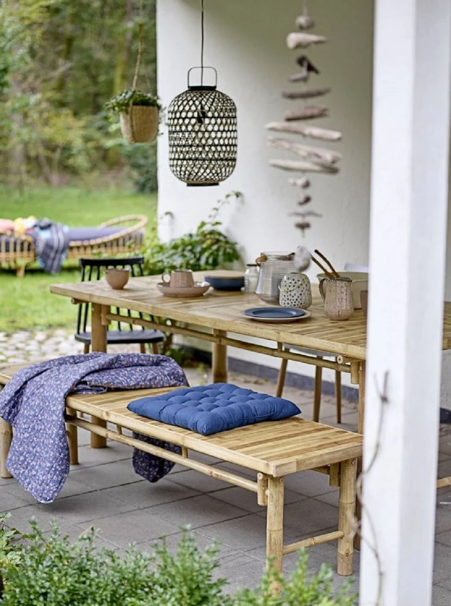 Luxus Esstisch Naturfarben 200 x 100 x H. 74 cm - Rechteckiger Bambus Küchentisch - Esszimmer Möbel - Bambus Möbel - Luxus Möbel - Luxus Esszimmer Einrichtung