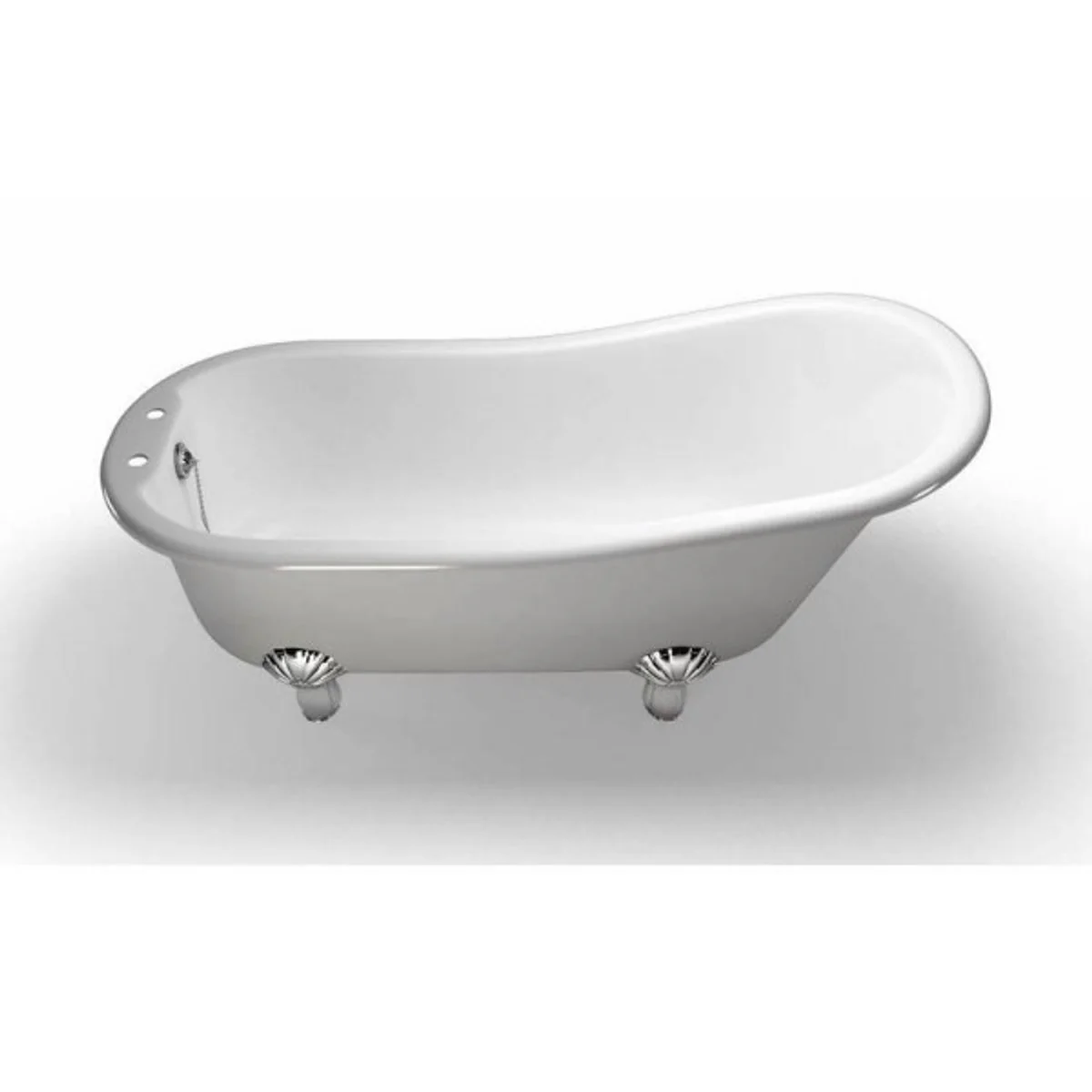 Jugendstil Badewanne Naturstein freistehend 1700mm BHan Weiß - Freistehende Retro Barock Antik Badewanne