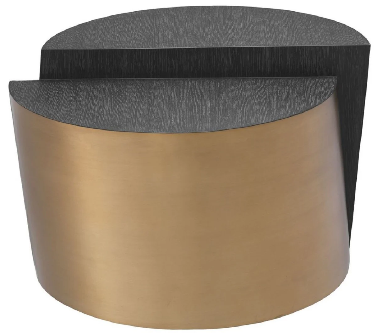 Designer Beistelltisch Anthrazitgrau / Messingfarben Ø 60 x H. 42,5 cm - Designer Wohnzimmer Möbel - Luxus Qualität