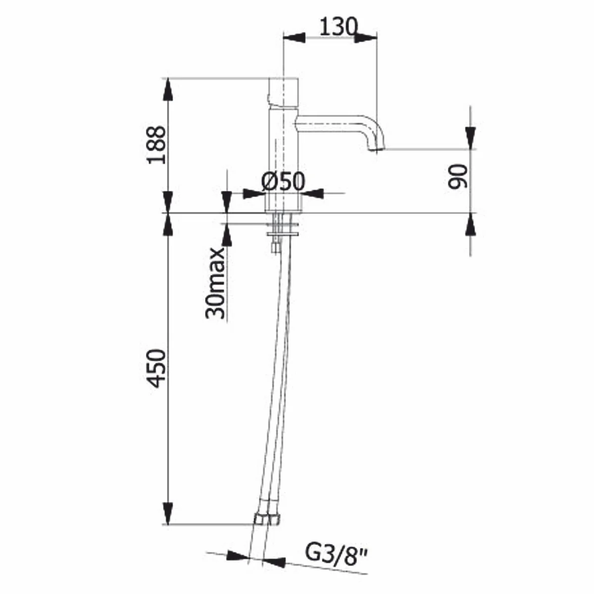 Luxus Waschtischarmatur Matt Schwarz H. 18,8 cm - Made in Italy