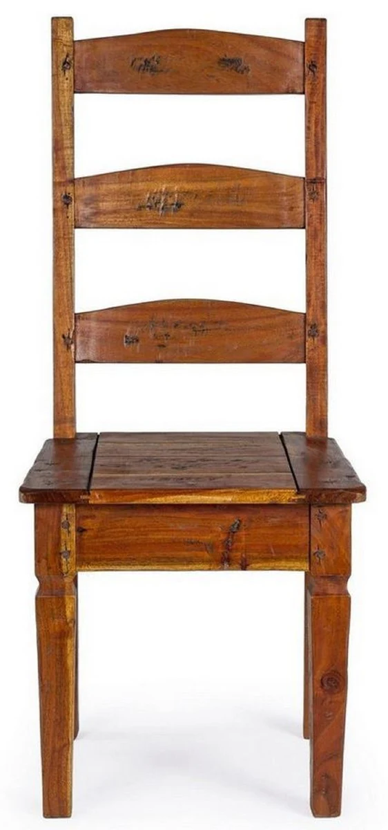 Landhausstil Esszimmerstuhl 6er Set Braun / Naturfarben 45 x 45 x H. 105 cm - Rustikale Esszimmerstühle im Landhausstil - Rustikale Esszimmer Möbel - Landhausstil Esszimmer Möbel