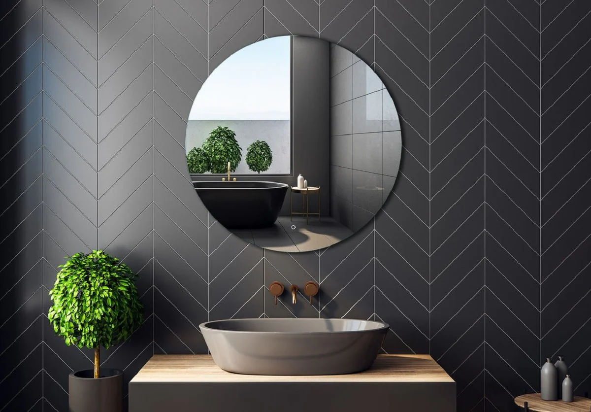 Luxus Badezimmer Spiegel Ø 60 cm - Runder Wandspiegel mit LED Beleuchtung - Badezimmer Möbel - Badezimmer Accessoires