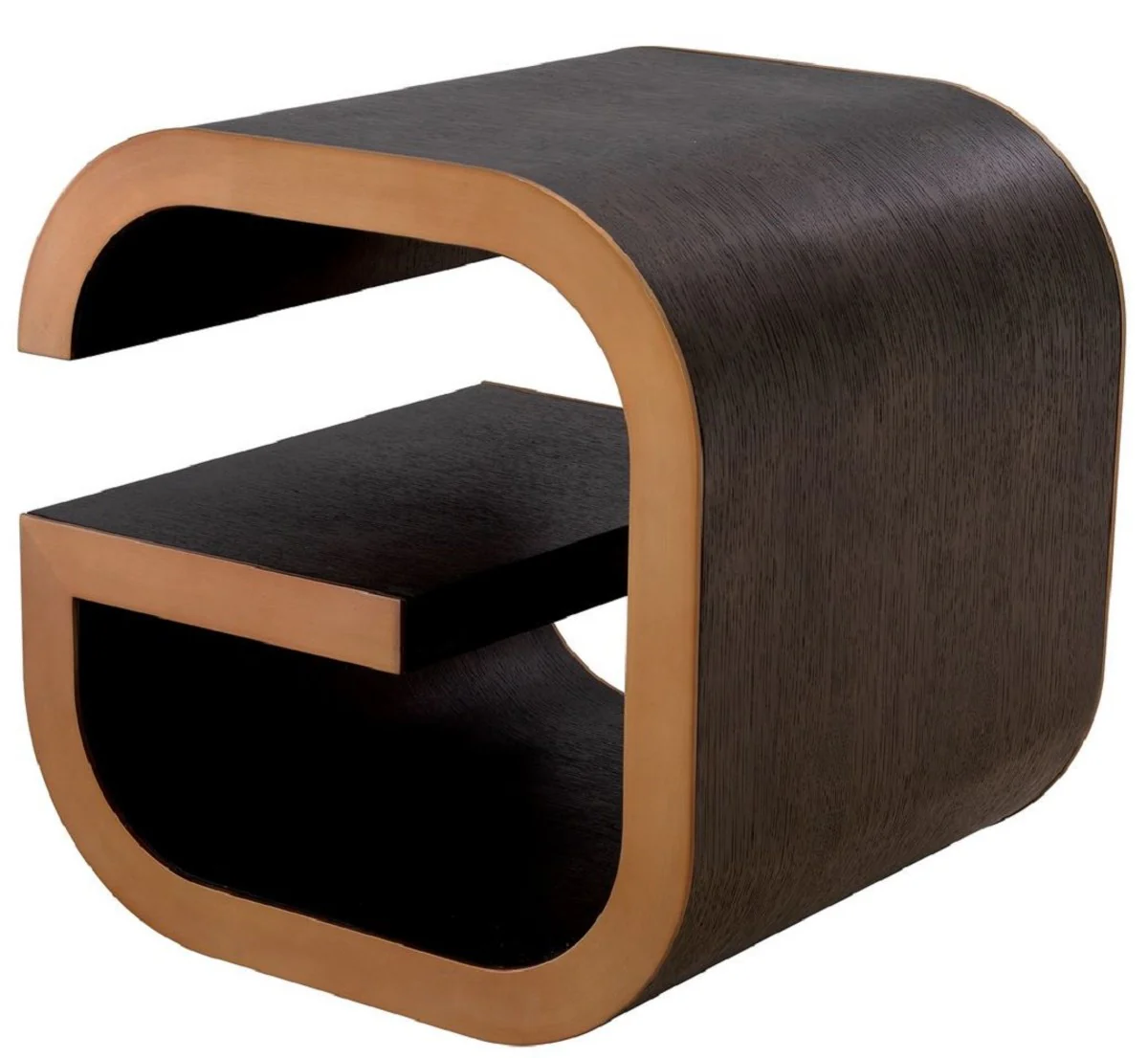 Luxus Beistelltisch Mokka / Messing 46 x 46 x H. 50,5 cm - Designer Wohnzimmer Tisch - Wohnzimmer Möbel - Luxus Möbel - Designer Möbel - Luxus Einrichtung - Designer Einrichtung